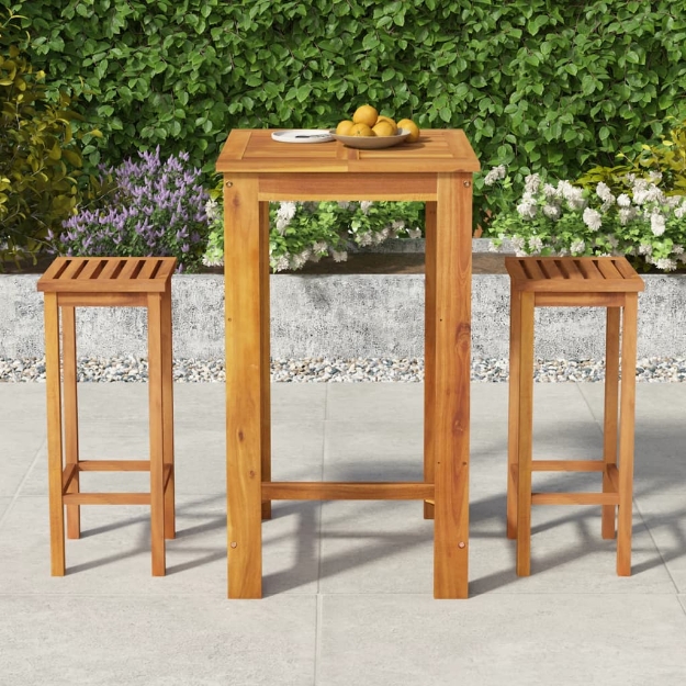 Set da Bar da Giardino 3 pz in Legno Massello di Acacia
