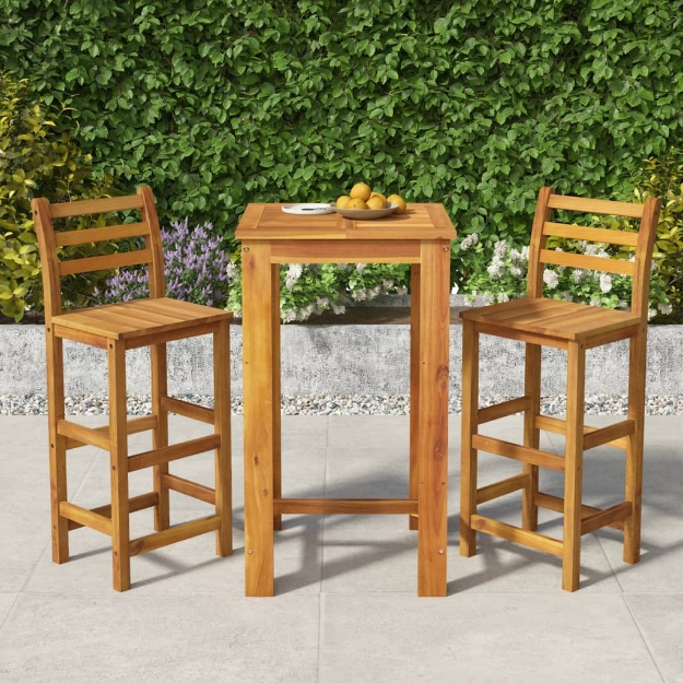 Set da Bar da Giardino 3 pz in Legno Massello di Acacia