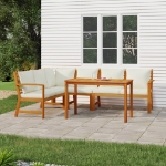 Set da Pranzo Giardino 5pz con Cuscini Legno Massello di Acacia