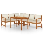 Set da Pranzo Giardino 5pz con Cuscini Legno Massello di Acacia