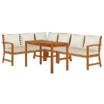 Set da Pranzo Giardino 5pz con Cuscini Legno Massello di Acacia