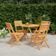 Set da Pranzo per Giardino 5 pz in Legno Massello di Teak