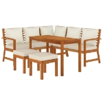 Set da Pranzo da Giardino 6pz con Cuscini Legno Massello Acacia