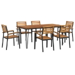 Set Pranzo da Giardino 7 pz Legno Massello di Acacia e Metallo