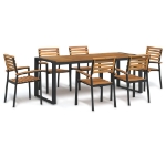 Set Pranzo da Giardino 7 pz Legno Massello di Acacia e Metallo