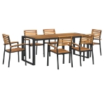 Set Pranzo da Giardino 7 pz Legno Massello di Acacia e Metallo