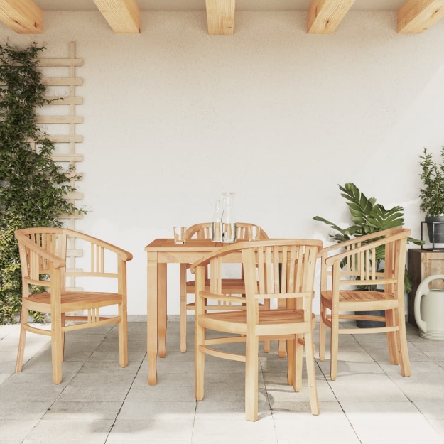 Set da Pranzo per Giardino 5 pz in Legno Massello di Teak