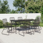 Set da Pranzo da Giardino 7 pz Nero in Rattan PVC