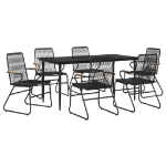 Set da Pranzo da Giardino 7 pz Nero in Rattan PVC