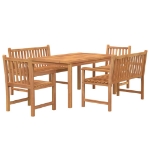 Set da Pranzo per Giardino 5 pz in Legno Massello di Teak