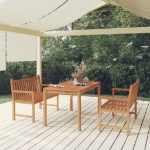 Set da Pranzo per Giardino 3 pz in Legno Massello di Teak