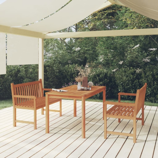 Set da Pranzo per Giardino 3 pz in Legno Massello di Teak