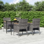 Set da Pranzo da Giardino 5 pz con Cuscini Grigio e Nero