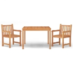 Set da Pranzo per Giardino 3 pz in Legno Massello di Teak