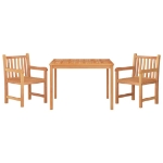 Set da Pranzo per Giardino 3 pz in Legno Massello di Teak