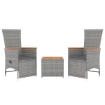 Set Mobili Giardino 3pz Grigio Polyrattan Legno Massello Acacia