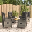 Set da Pranzo da Giardino 5 pz con Cuscini in Polyrattan Grigio