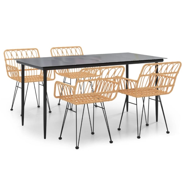 Set da Pranzo da Giardino 5 pz in Polyrattan