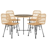 Set da Pranzo da Giardino 5 pz in Polyrattan