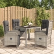 Set da Pranzo da Giardino 5 pz con Cuscini in Polyrattan Grigio