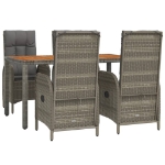 Set da Pranzo da Giardino 5 pz con Cuscini in Polyrattan Grigio