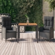 Set da Pranzo da Giardino 3 pz con Cuscini Nero in Polyrattan