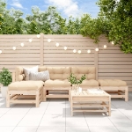 Set Divani da Giardino 6 pz con Cuscini in Legno Massello