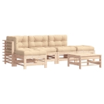 Set Divani da Giardino 6 pz con Cuscini in Legno Massello