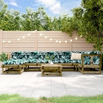 Set Divani da Giardino 8pz con Cuscini Legno Impregnato di Pino