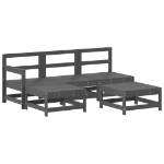 Set Divani da Giardino 5pz con Cuscini in Legno Massello Grigio