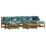 Set Divani da Giardino 7pz con Cuscini Legno Impregnato di Pino