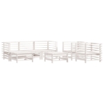 Set Divani da Giardino 7pz con Cuscini in Legno Massello Bianco