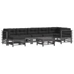 Set Divani da Giardino 8pz con Cuscini in Legno Massello Grigio