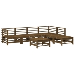 Set Divani da Giardino 7 pz con Cuscini in Legno Massello ambra