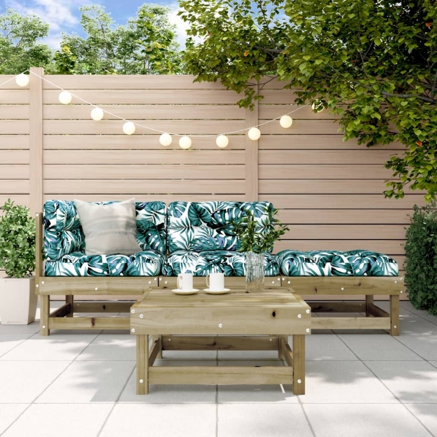 Set Divani da Giardino 4pz con Cuscini Legno Impregnato di Pino