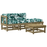 Set Divani da Giardino 4pz con Cuscini Legno Impregnato di Pino