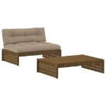 Set Divani da Giardino 2 pz con Cuscini in Legno Massello ambra