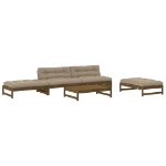 Set Divani da Giardino 5 pz con Cuscini in Legno Massello ambra