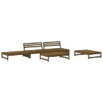 Set Divani da Giardino 5 pz con Cuscini in Legno Massello ambra