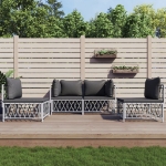 Set Salotto da Giardino 4 pz con Cuscini in Acciaio Bianco