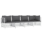 Set Salotto da Giardino 4 pz con Cuscini in Acciaio Bianco