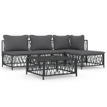 Set Salotto da Giardino 5 pz con Cuscini in Acciaio Antracite