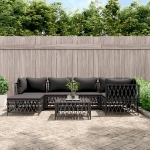 Set Salotto da Giardino 7 pz con Cuscini Antracite in Acciaio