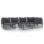 Set Salotto da Giardino 7 pz con Cuscini Antracite in Acciaio