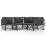 Set Salotto da Giardino 4 pz con Cuscini in Acciaio Antracite