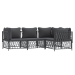 Set Salotto da Giardino 4 pz con Cuscini in Acciaio Antracite
