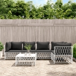 Set Salotto da Giardino 6 pz con Cuscini in Acciaio Bianco