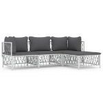 Set Salotto da Giardino 4 pz con Cuscini in Acciaio Bianco