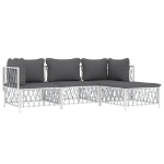 Set Salotto da Giardino 4 pz con Cuscini in Acciaio Bianco