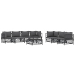Set Divani da Giardino 8 pz con Cuscini Antracite in Acciaio